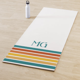 Retro Monogrammed Minimalist Stripes Yoga Mat