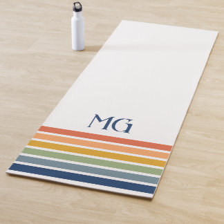 Retro Monogrammed Minimalist Stripes Yoga Mat