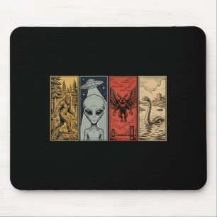 Retro monster loch ness mothman bigfoot alien mouse pad