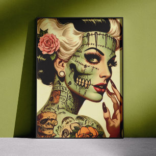 Retro Monster Pin-up Poster