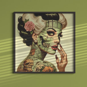 Retro Monster Pin-up Poster