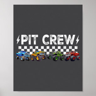 Retro Monster Truck Family T Crew Matching Birthda Poster