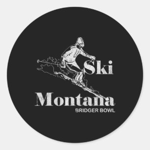 Retro Montana Bridger Bowl Skiing Tee Classic Round Sticker