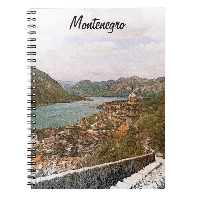 Retro Montenegro Kotor Bay Notebook (Front)