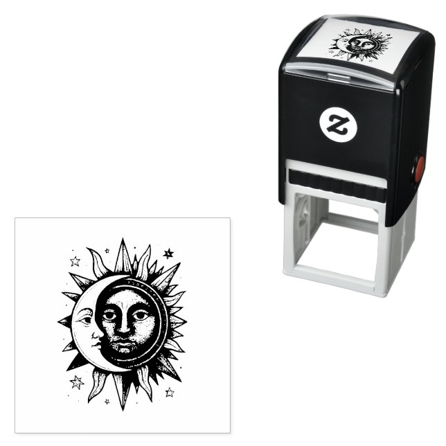 Retro Moon and Sun Self-inking Stamp (In Situ)