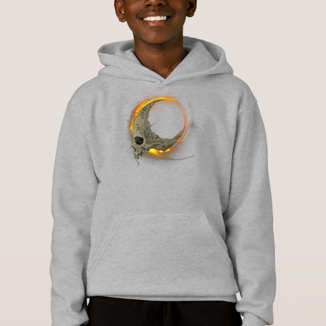  Retro moon Dead Burning Skull in Fire  (Front)