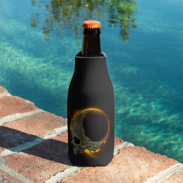  Retro moon Dead Burning Skull in Fire  Bottle Cooler (In Situ Pool)