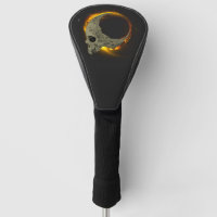 Retro moon Dead Burning Skull in Fire