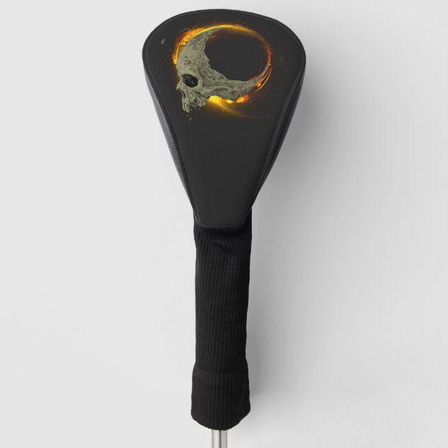  Retro moon Dead Burning Skull in Fire  Golf Head Cover (Front)