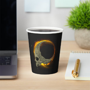  Retro moon Dead Burning Skull in Fire  Paper Cups