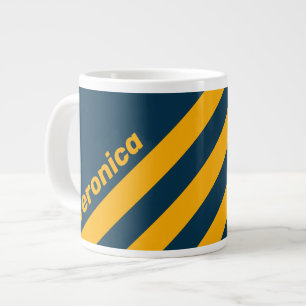 Retro Moonlit Tide Three Stripes with Name Large Coffee Mug