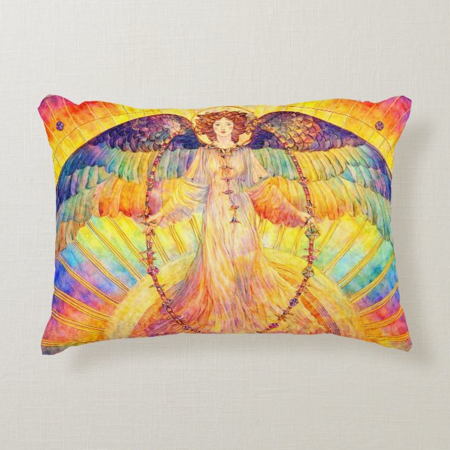 Retro Morning Glory Angel Decorative Cushion (Front)