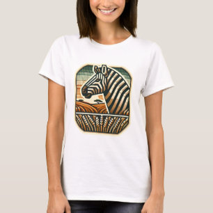 Retro Mosaic Logo of Zebra T-Shirt