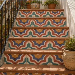 Retro Mosaic Mid Century Geometric Mediterranean Ceramic Tile