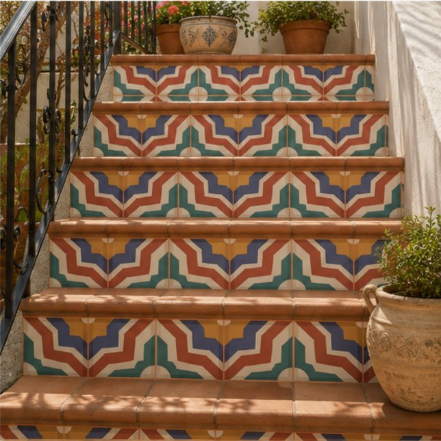 Retro Mosaic Mid Century Geometric Mediterranean Ceramic Tile (Creator Uploaded)
