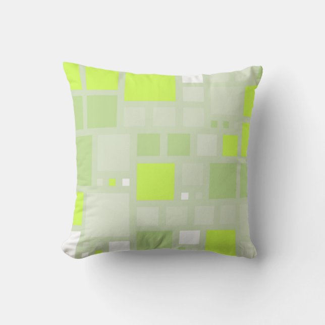 Retro Mosaic Squares | Green Lime Cushion (Front)
