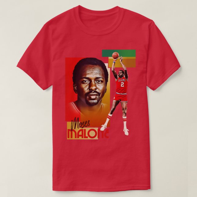 Retro Moses Malone Basketball d T-Shirt (Design Front)