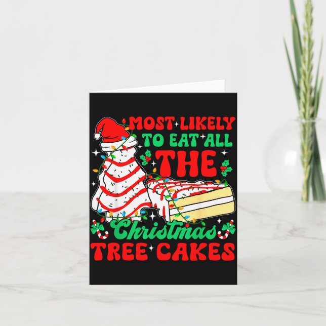 Retro Most Likely To Eat All The Christmas Tree Ca Card (Front)