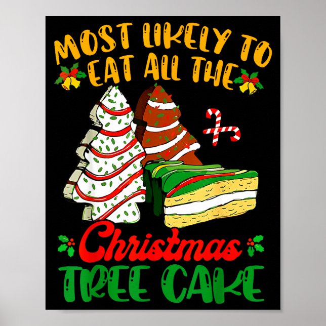 Retro Most Likely To Eat All The Christmas Tree Ca Poster (Front)