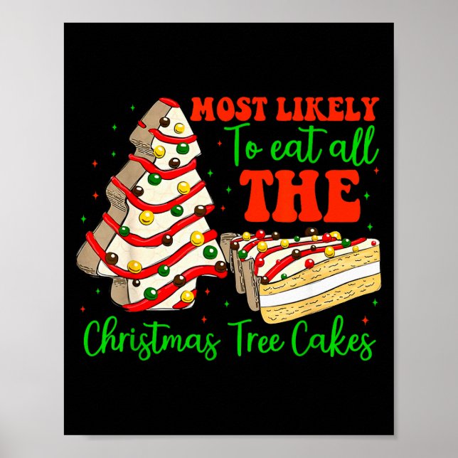 Retro Most Likely To Eat All The Christmas Tree Ca Poster (Front)