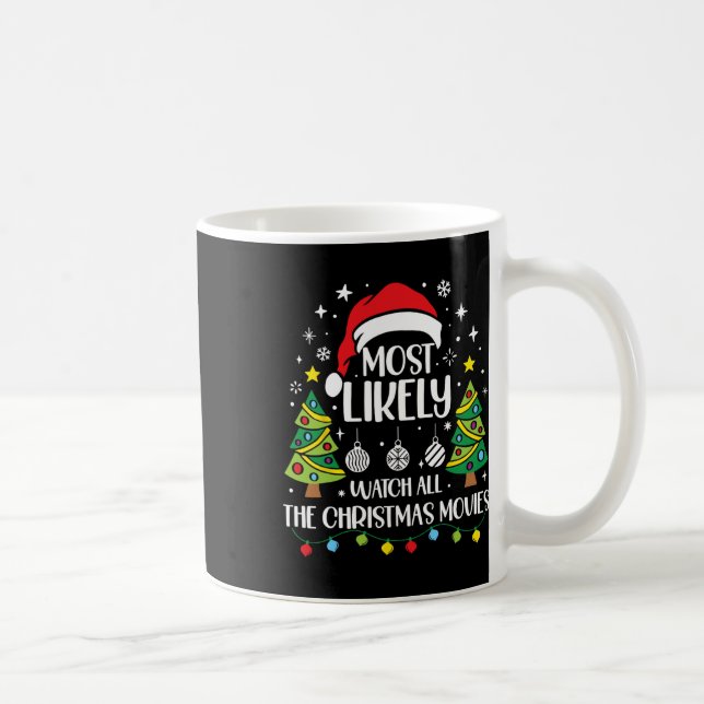 Retro Most Likely To Watch All The Christmas Movie Coffee Mug (Right)