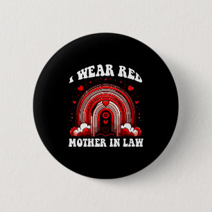 Retro Mother In Law Heart Disease Awareness Rainbo 6 Cm Round Badge