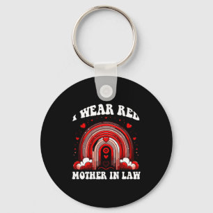 Retro Mother In Law Heart Disease Awareness Rainbo Key Ring