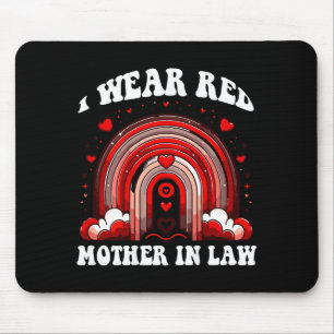 Retro Mother In Law Heart Disease Awareness Rainbo Mouse Pad