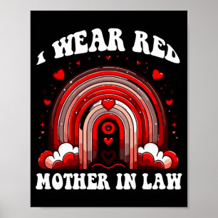 Retro Mother In Law Heart Disease Awareness Rainbo Poster