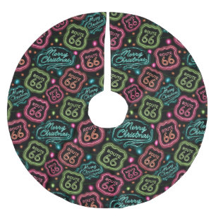 Retro Mother Road Christmas Lights Brushed Polyester Tree Skirt