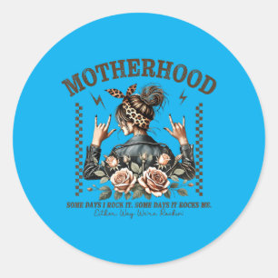 Retro Motherhood Funny Mothers Day Rock Mama Mum Classic Round Sticker