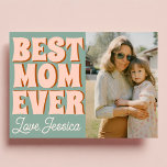 Retro Mothers Day Photo Blue Pink Card<br><div class="desc">Retro Mothers Day Photo Blue Pink</div>