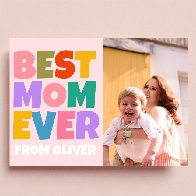 Retro Mothers Day Photo Colourful  Card (Creator Uploaded)