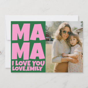 Retro Mothers Day Photo Green Pink Card