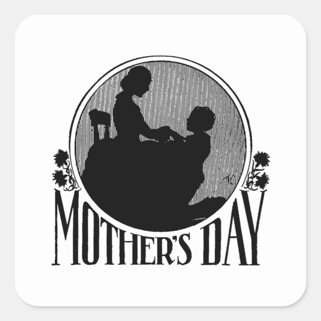 Retro Mother's Day Silhouette Square Sticker (Front)