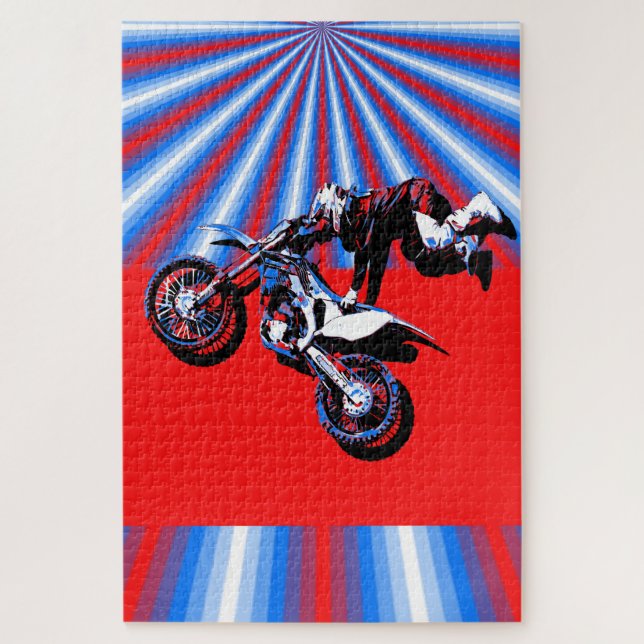 Retro Motocross Rider Design Jigsaw Puzzle (Vertical)