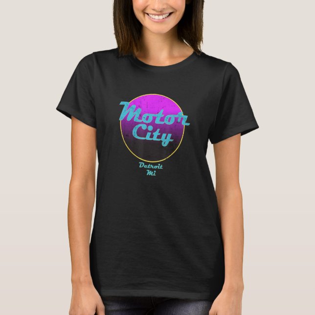 Retro Motor City Detroit Michigan T-Shirt (Front)