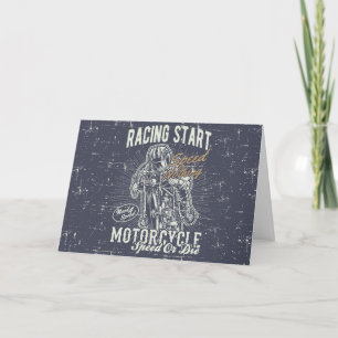 Retro Motorcycle Design Greeting Card