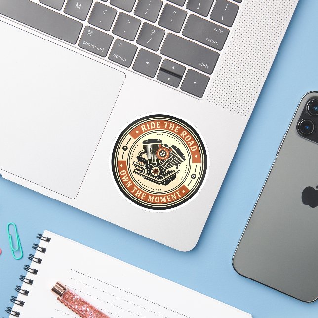 Retro Motorcycle Engine Badge Style (Laptop w/ iPhone)