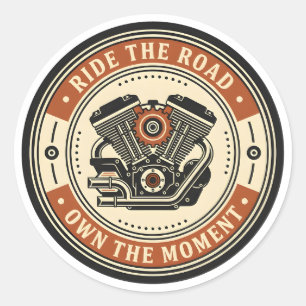 Retro Motorcycle Engine Badge Style Classic Round Sticker