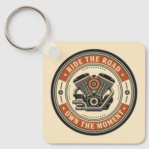 Retro Motorcycle Engine Badge Style Key Ring