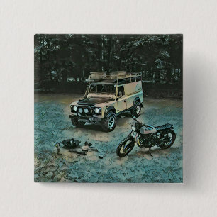 Retro motorcycle gift 15 cm square badge