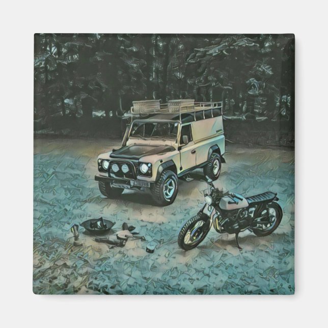 Retro motorcycle gift magnet (Front)