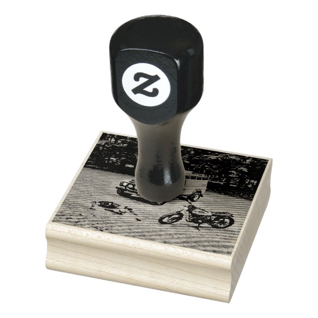 Retro motorcycle gift rubber stamp (Stamp)