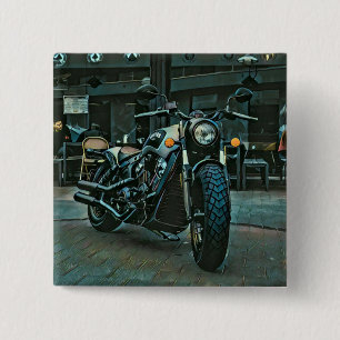 retro motorcycles motorcyclist gift 15 cm square badge