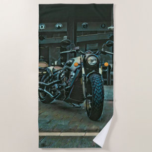 retro motorcycles motorcyclist gift beach towel