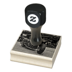 retro motorcycles motorcyclist gift rubber stamp