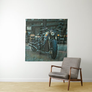retro motorcycles motorcyclist gift tapestry