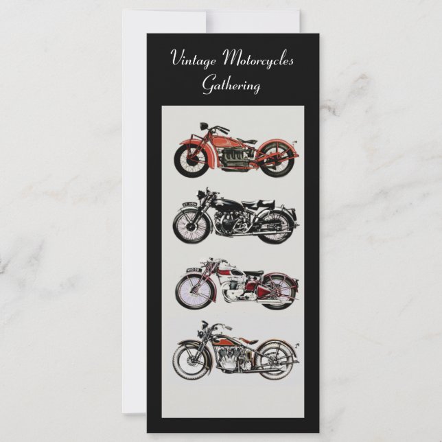 RETRO MOTORCYCLES  PARTY Red Black White Grey Invitation (Front)