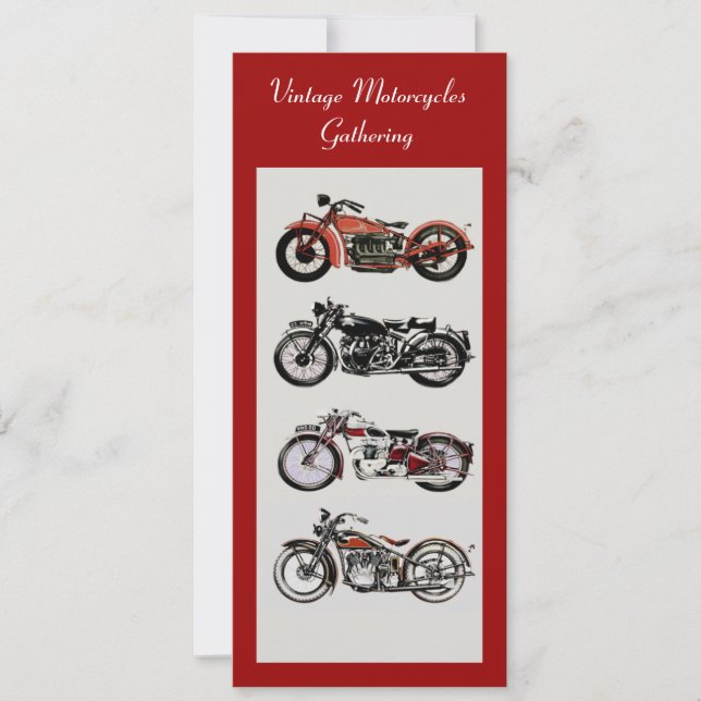 RETRO MOTORCYCLES  PARTY Red Black White Grey Invitation (Front)